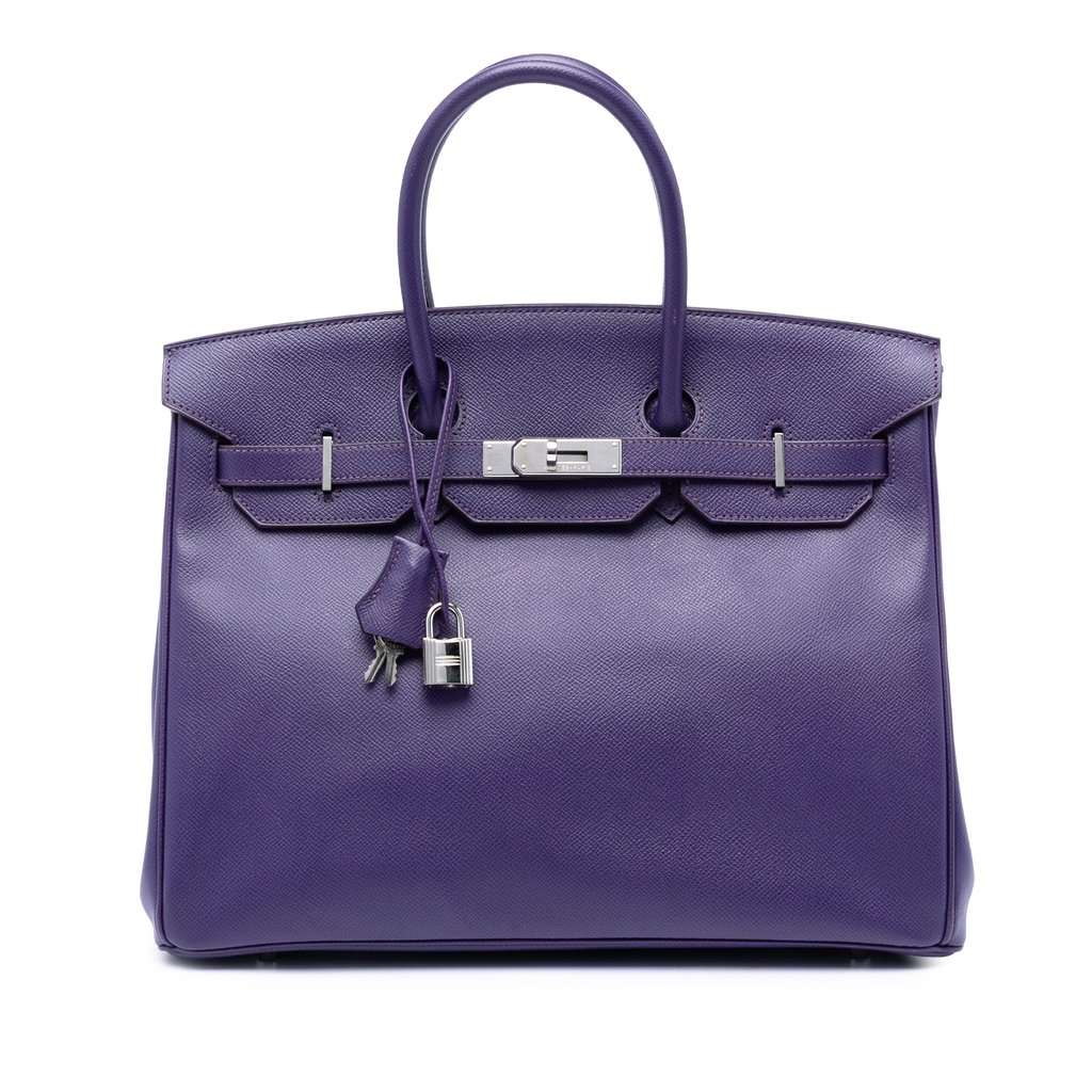 Hermès Epsom Birkin Retourne 35 Purple Leather Very good condition - Front View