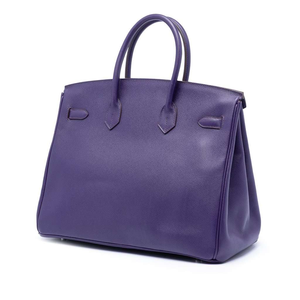 Hermès Epsom Birkin Retourne 35 Purple Leather Very good condition - Back View