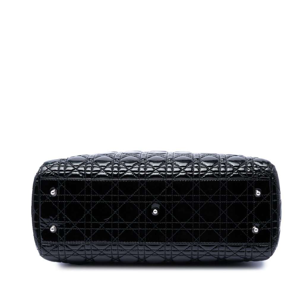 Dior Large Patent Cannage Lady Dior Soft Shopping Tote Black Leather Very good - Inside View