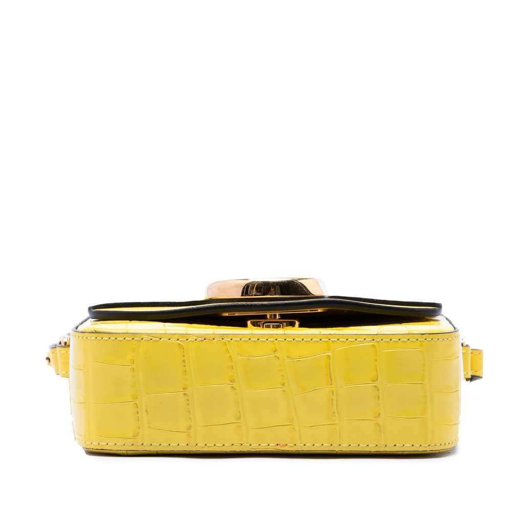 Chloé Mini Croc Embossed Calfskin C Satchel Yellow Leather Very good - Inside View