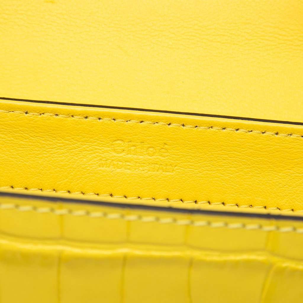Chloé Mini Croc Embossed Calfskin C Satchel Yellow Leather Very good - Box View