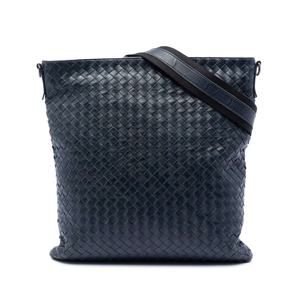 Bottega Veneta Nappa Intrecciato VN Crossbody Blue Leather Very good condition - Front View