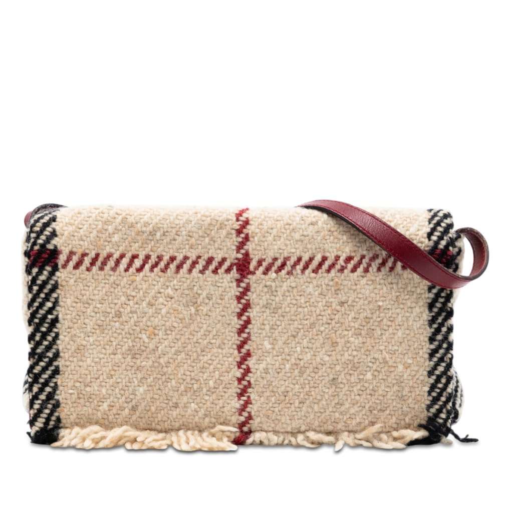 Burberry Mega Check Wool Shoulder Bag Beige Very good condition - Front View