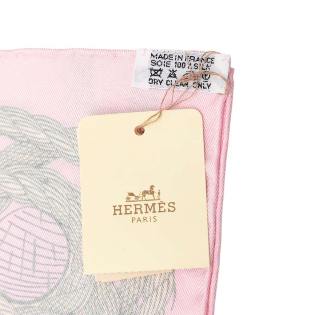 Hermès Cheval de Mer Silk Scarf 90 Pink Never worn - Back View