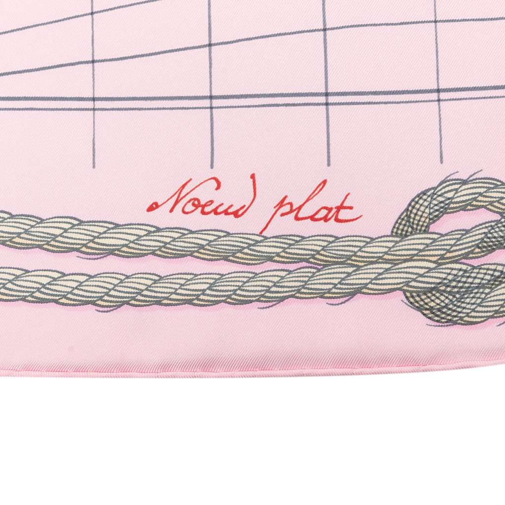Hermès Cheval de Mer Silk Scarf 90 Pink Never worn - Model View
