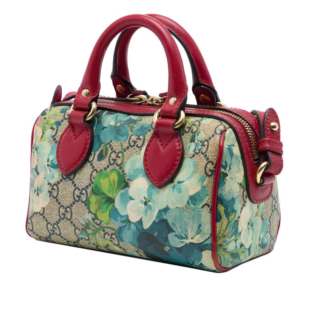 Gucci Mini GG Supreme Blooms Boston Bag Beige Very good - Back View