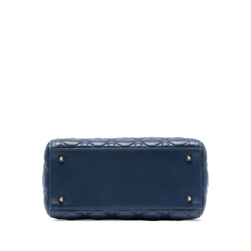 Dior Medium Ombre Lambskin Cannage Lady Dior Blue Leather Very good condition - Inside View