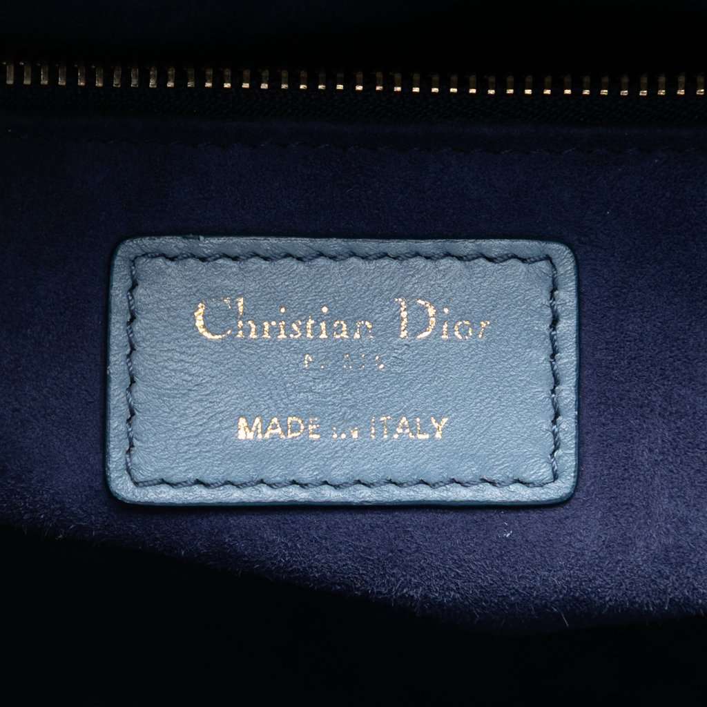 Dior Medium Ombre Lambskin Cannage Lady Dior Blue Leather Very good condition - Box View
