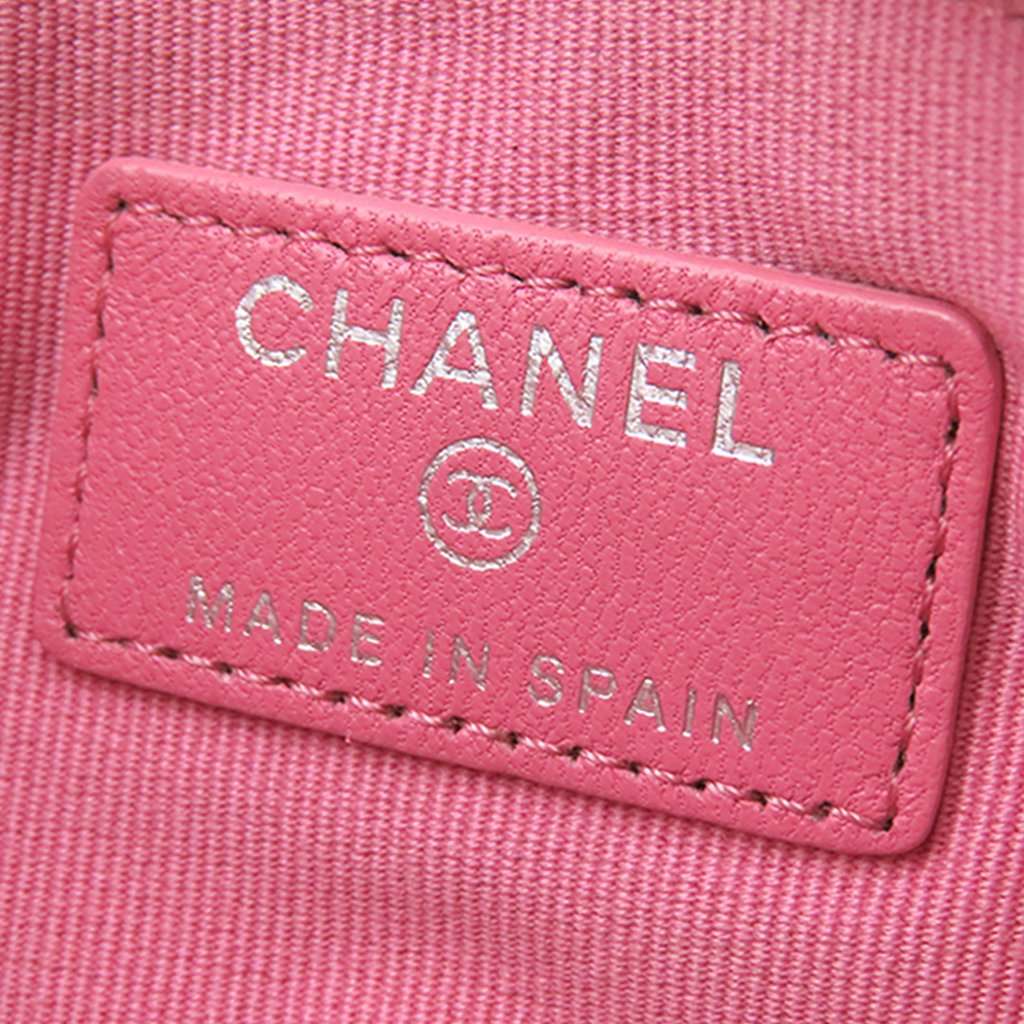Chanel CC Quilted Lambskin Pouch Pink Leather Very good condition - Box View