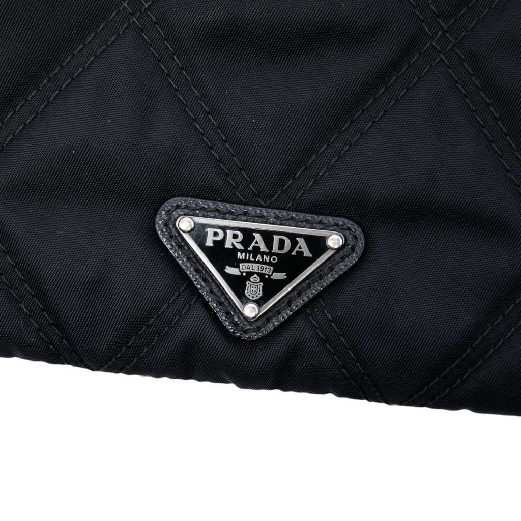 Prada Saffiano Trimmed Tessuto Impunturato Clutch Black Very good - Box View