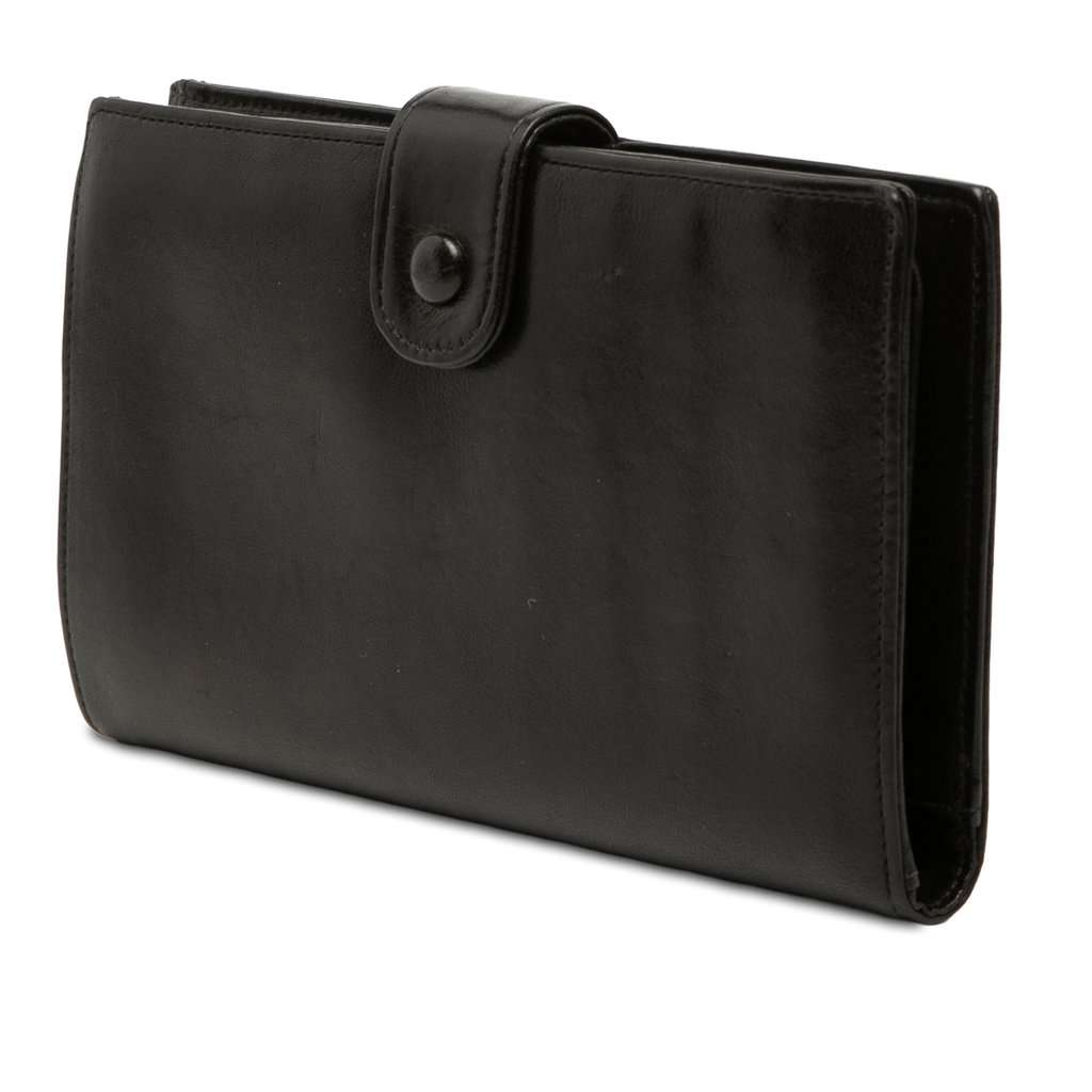 Chanel CC Lambskin Bifold Long Wallet Black Leather Very good condition - Back View
