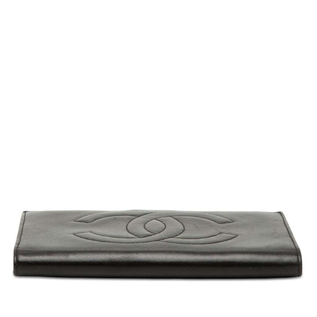 Chanel CC Lambskin Bifold Long Wallet Black Leather Very good condition - Inside View