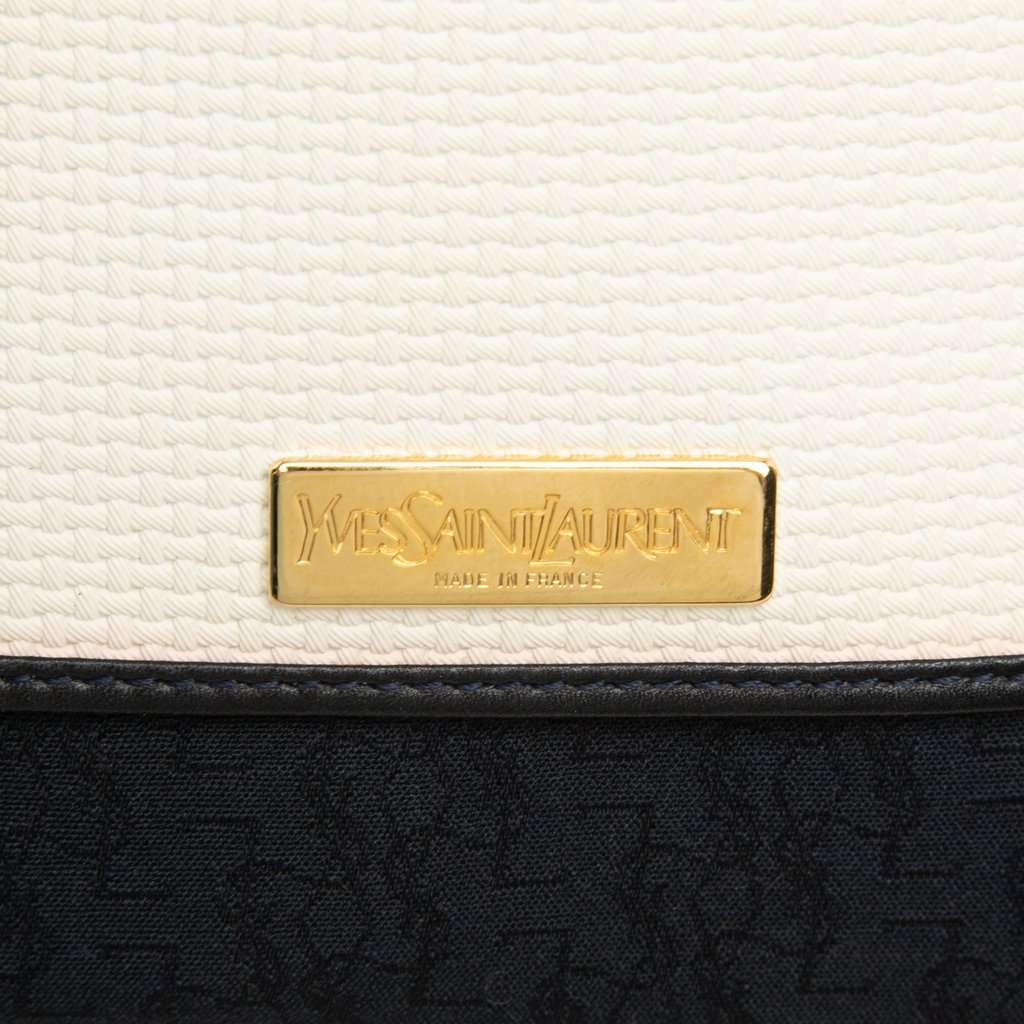 Saint Laurent Leather Trimmed Canvas Messenger Bag White Very good - Box View