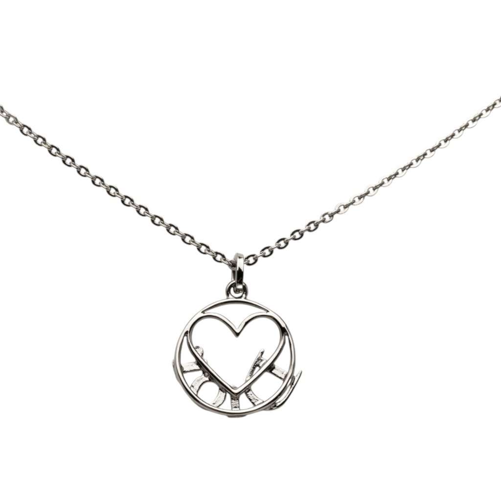 Dior Brass Heart Logo Pendant Necklace Silver Metal Very good condition - Back View