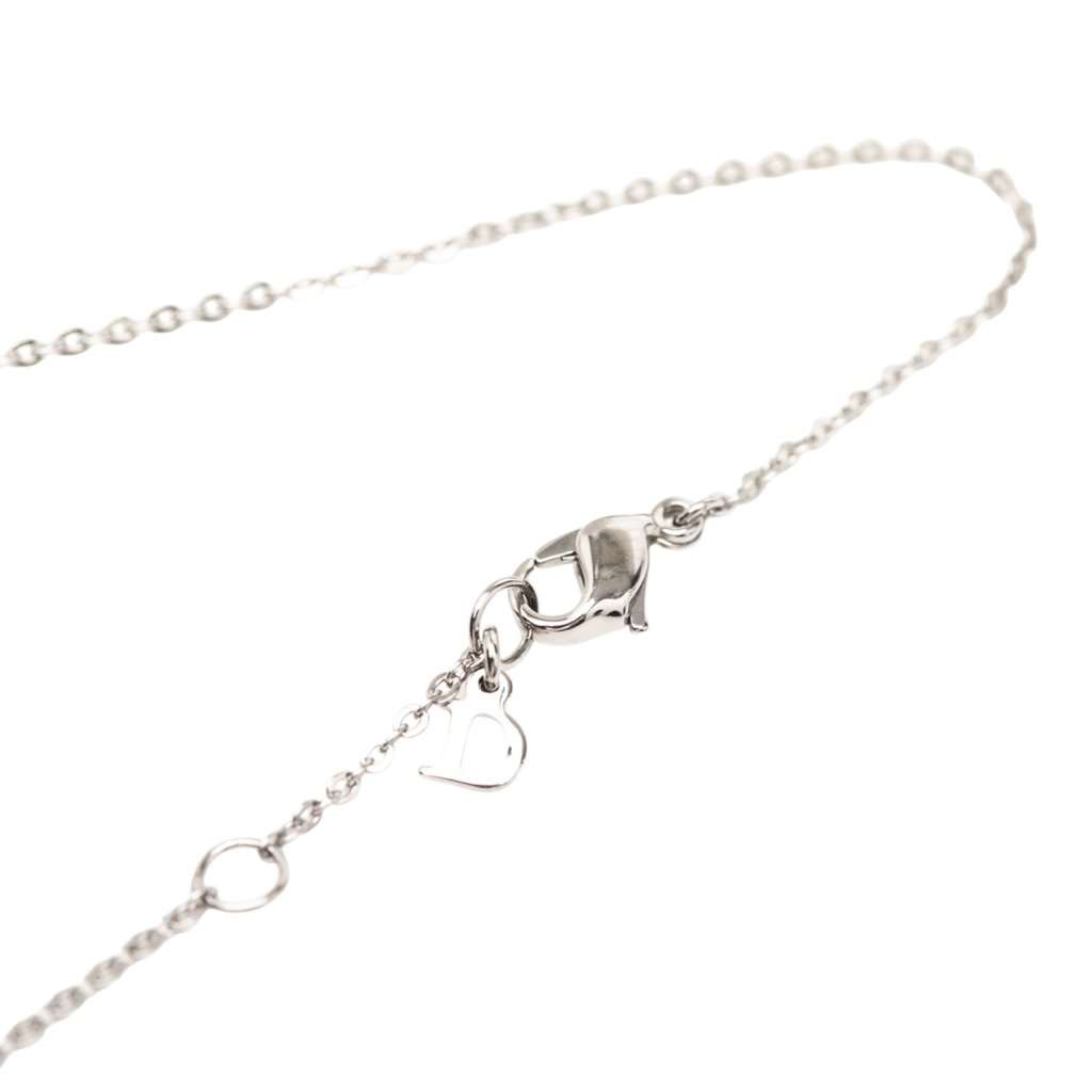 Dior Brass Heart Logo Pendant Necklace Silver Metal Very good condition - Inside View