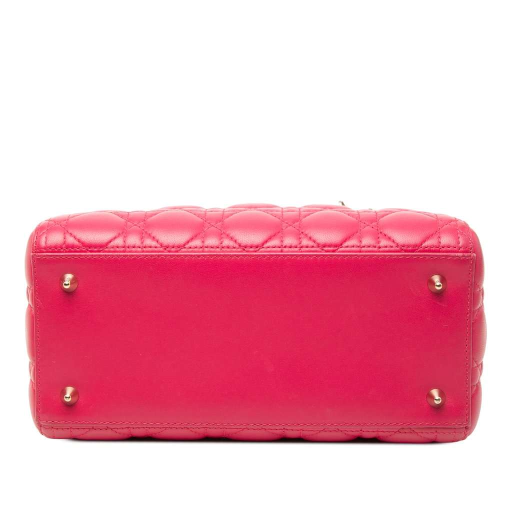 Dior Medium Lambskin Cannage Lady Dior Pink Leather Very good - Inside View