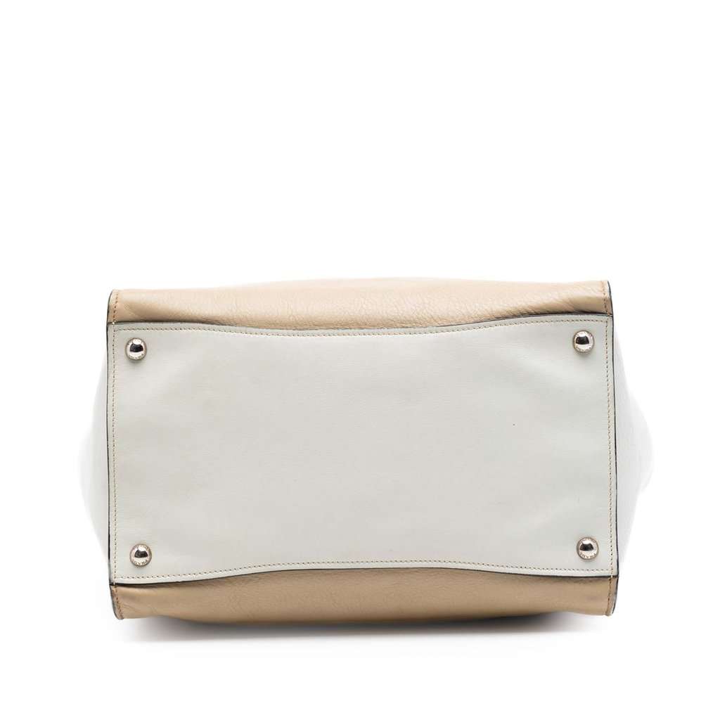 Prada Bicolor Glace Calf Twin Pocket Double Handle Satchel Beige Leather Very good condition - Inside View