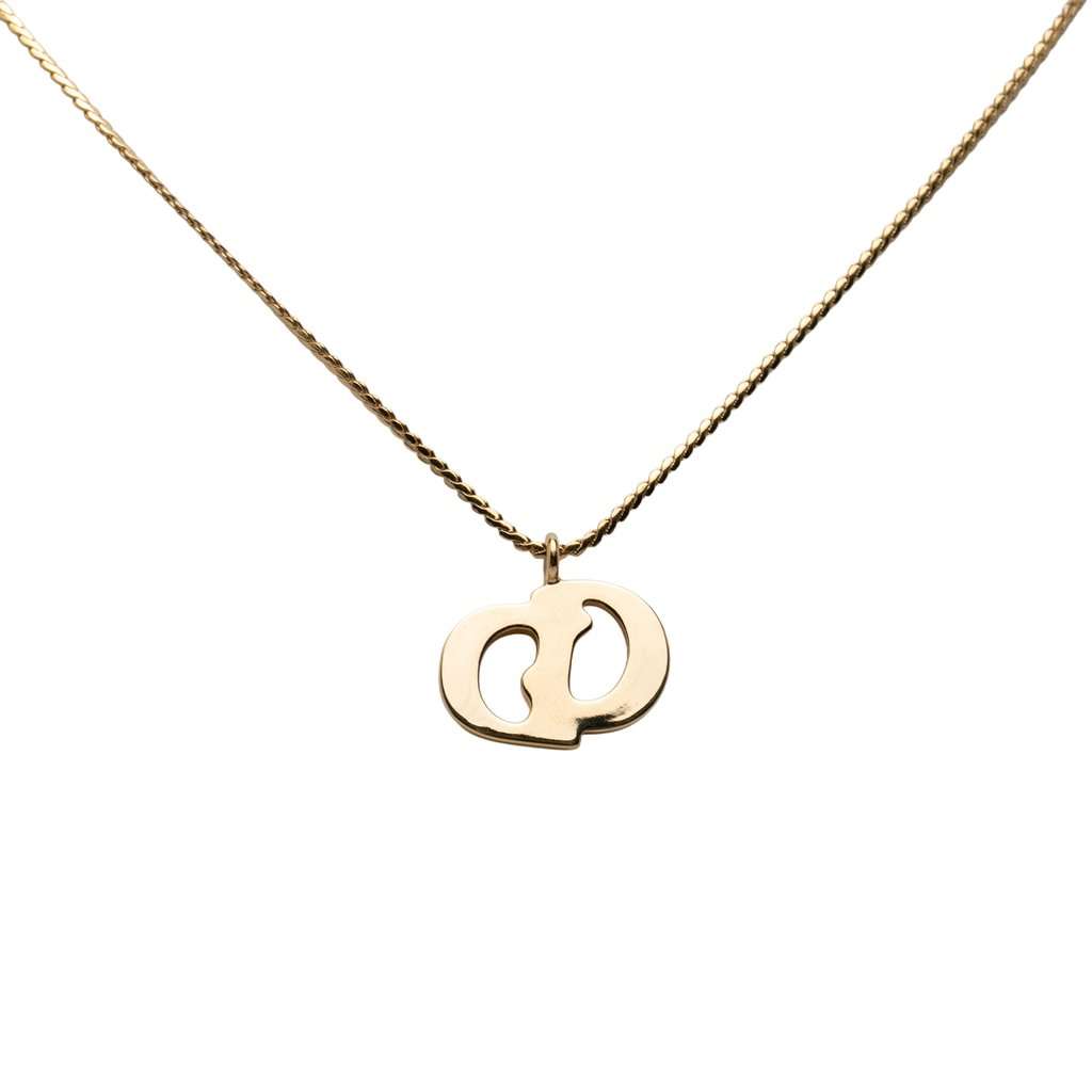 Dior Gold Plated CD Logo Pendant Necklace Gold Metal Very good - Inside View