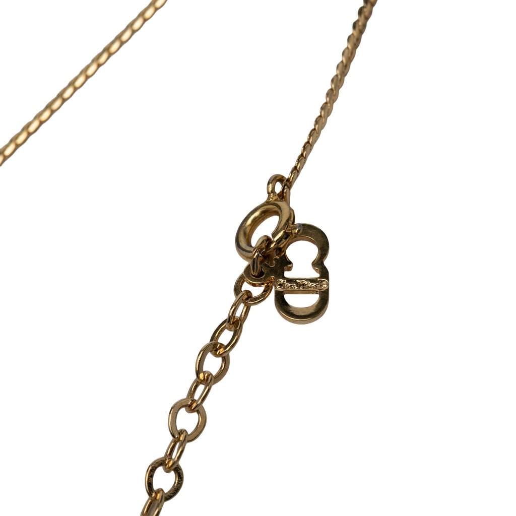 Dior Gold Plated CD Logo Pendant Necklace Gold Metal Very good - Box View