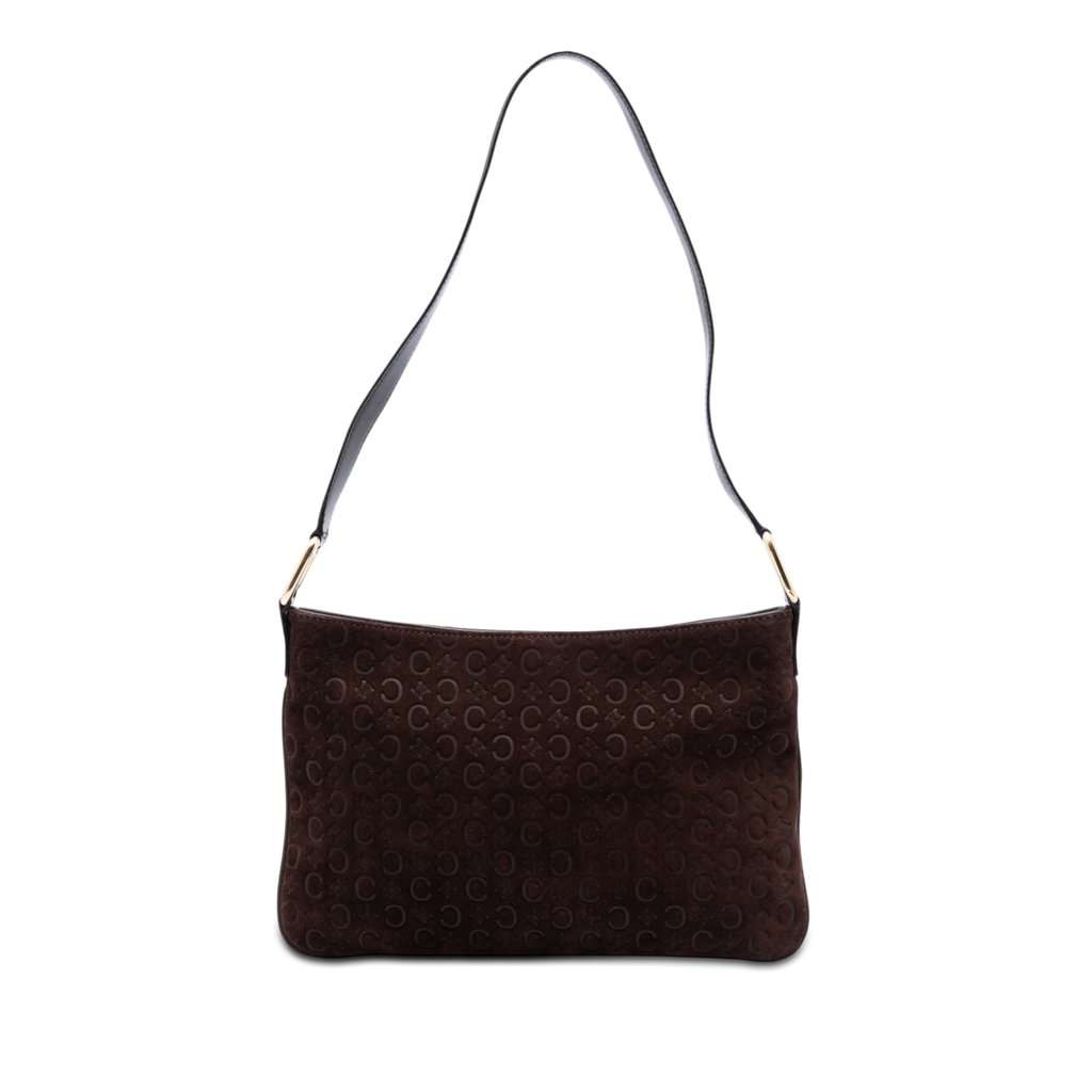 Celine C Macadam Suede Shoulder Bag Brown Leather Very good condition - Front View