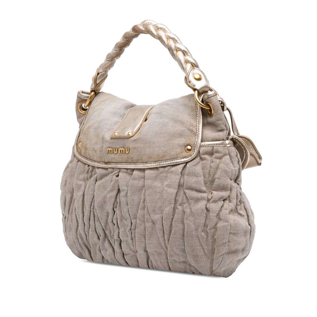 Miu Miu Matelasse Canvas Coffer Satchel Beige Good condition - Back View