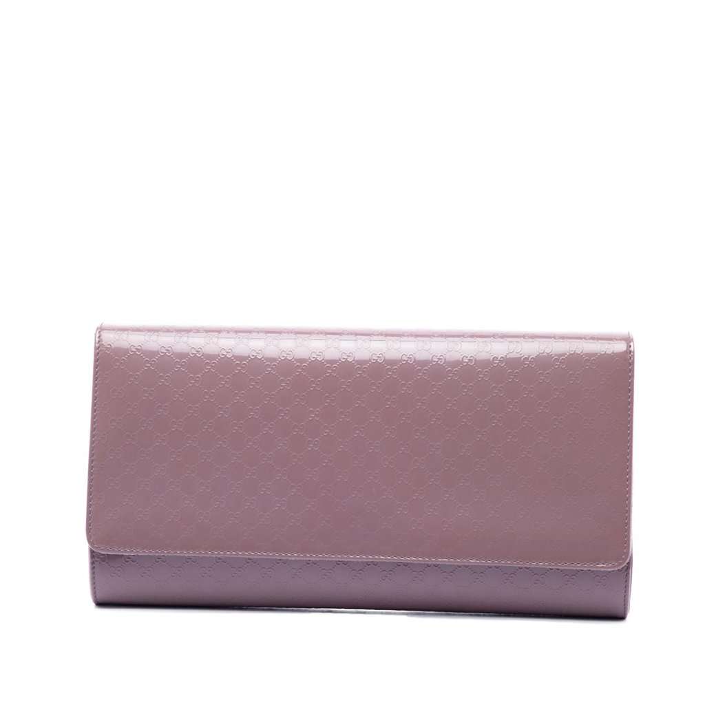 Gucci Microguccissima Patent Broadway Clutch Pink Leather Very good condition - Front View