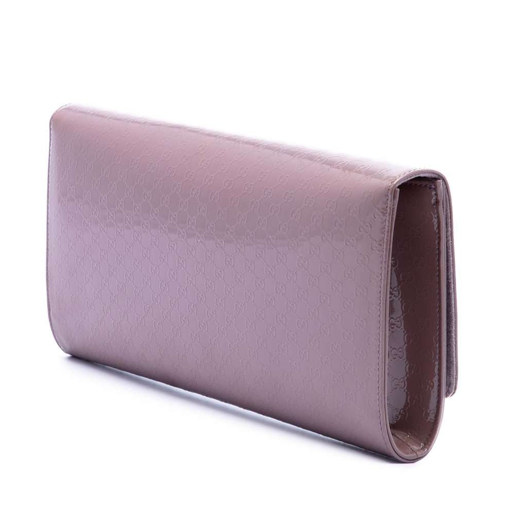 Gucci Microguccissima Patent Broadway Clutch Pink Leather Very good condition - Back View