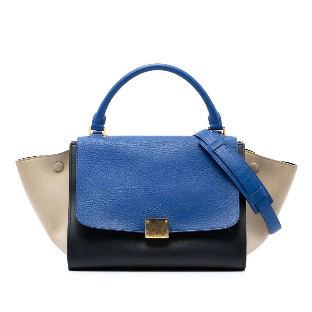 Celine Small Tricolor Leather Trapeze Satchel Black Leather Very good condition - Front View