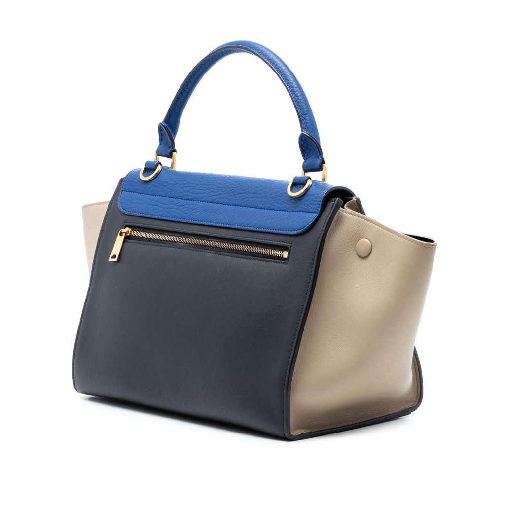 Celine Small Tricolor Leather Trapeze Satchel Black Leather Very good condition - Back View