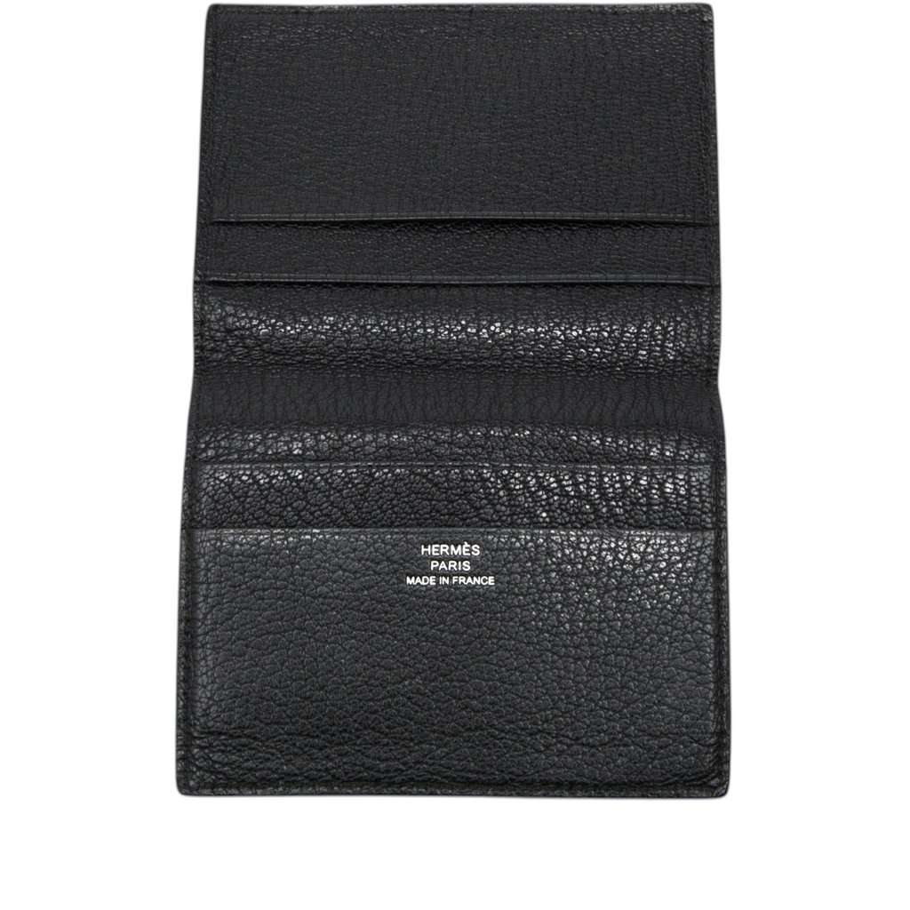 Hermès Chevre Mysore Evelyne Card Holder Black Leather Very good - Model View