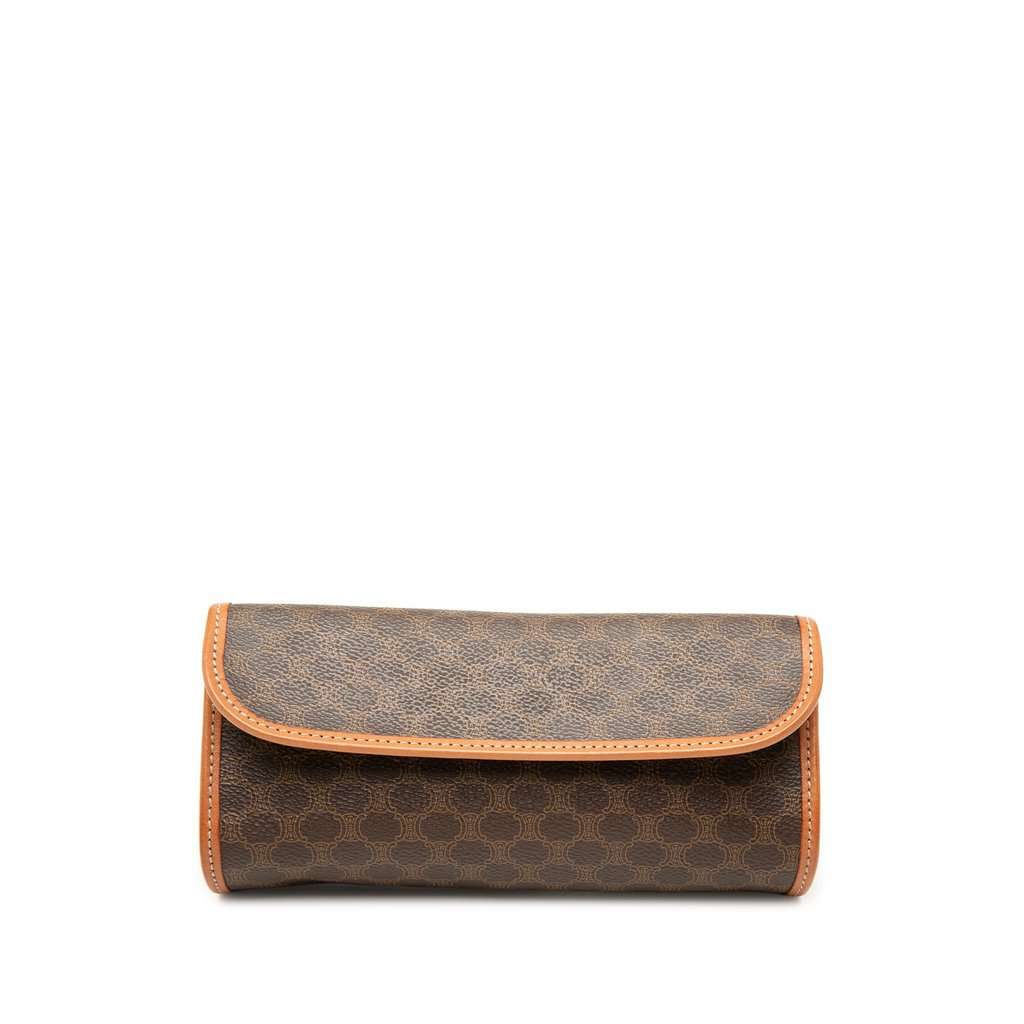 Celine Macadam Coated Canvas Clutch Brown Very good condition - Front View