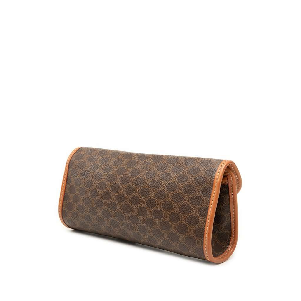 Celine Macadam Coated Canvas Clutch Brown Very good condition - Back View