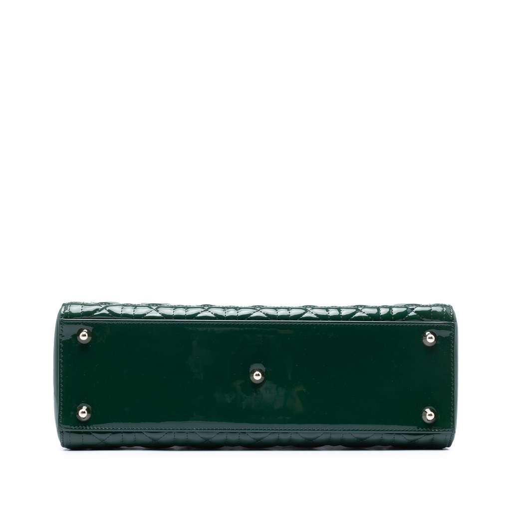 Dior Large Patent Cannage Lady Dior Green Leather Very good condition - Inside View