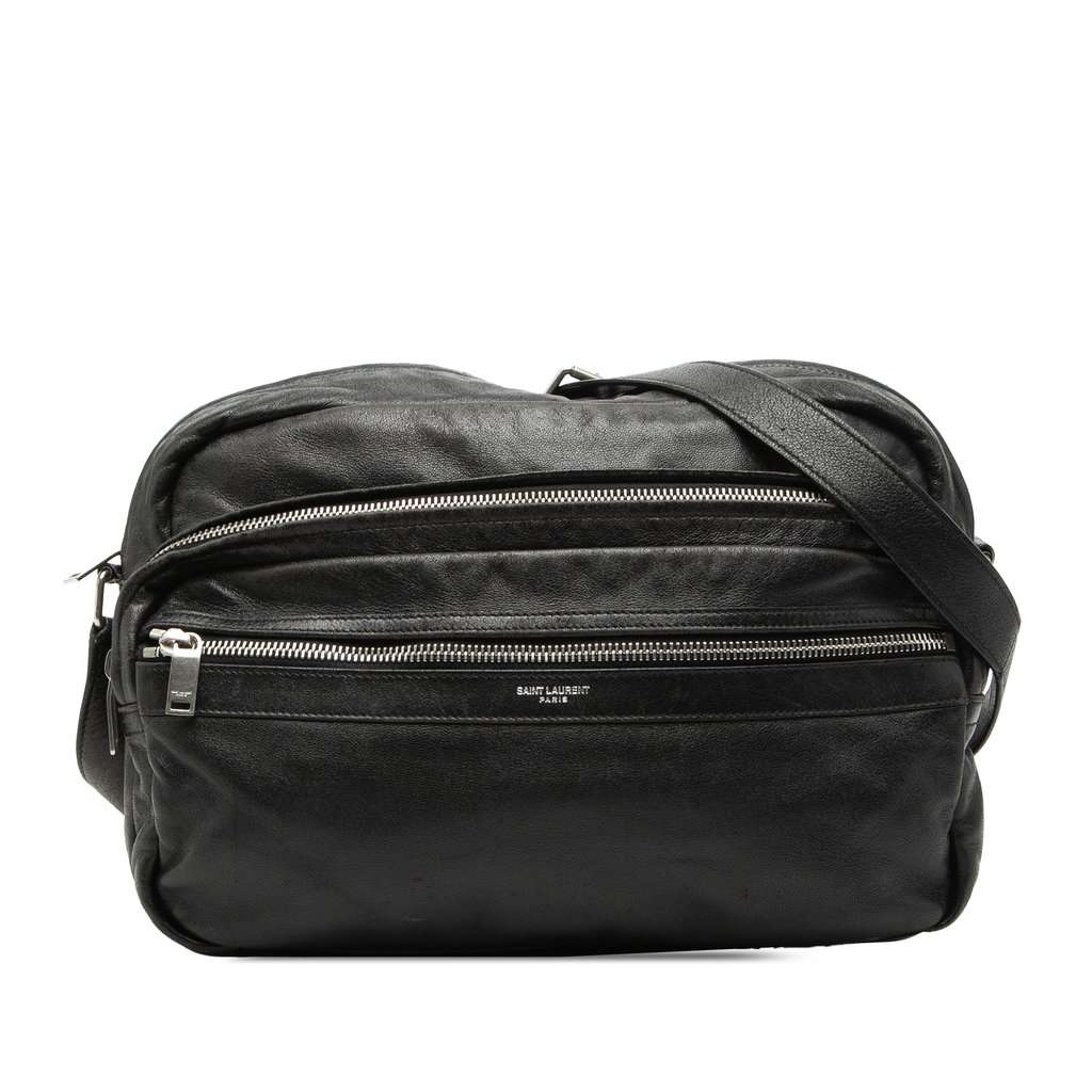 Saint Laurent Lambskin Sid Messenger Bag Black Leather Good condition - Front View