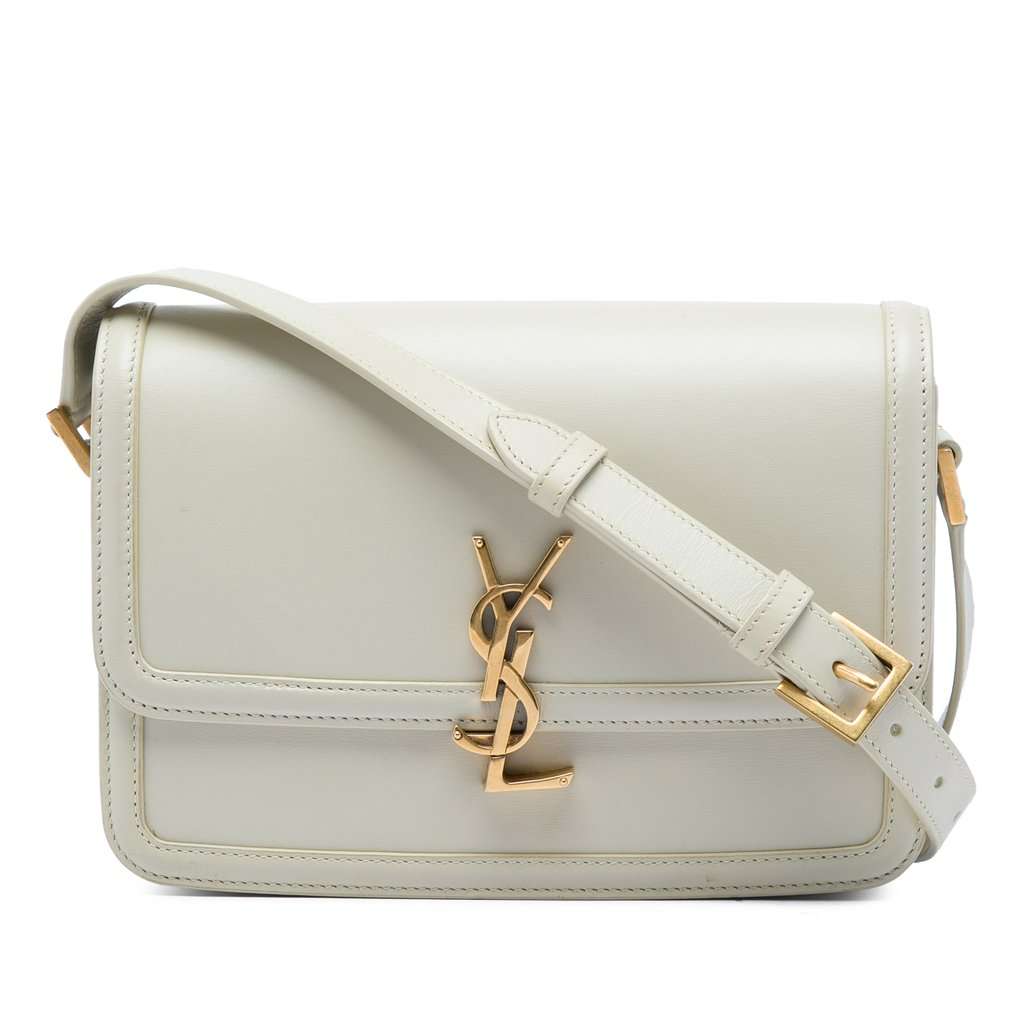 Saint Laurent Medium Smooth Calfskin Solferino Satchel In Box White Leather Very good - Front View