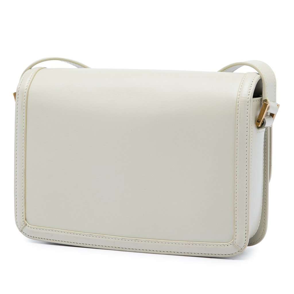 Saint Laurent Medium Smooth Calfskin Solferino Satchel In Box White Leather Very good - Back View
