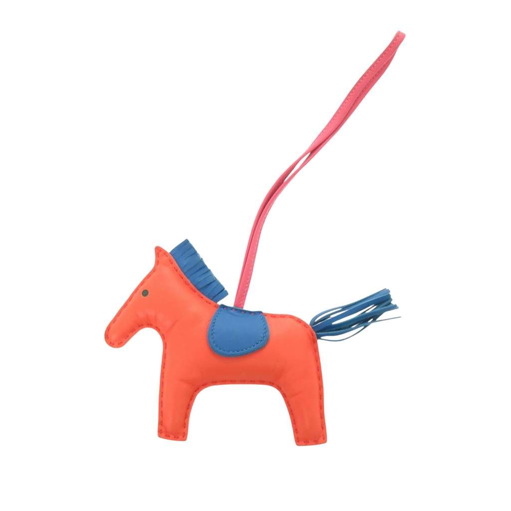 Hermès Milo Lambskin Grigri Rodeo Bag Charm MM Orange Leather Very good condition - Back View
