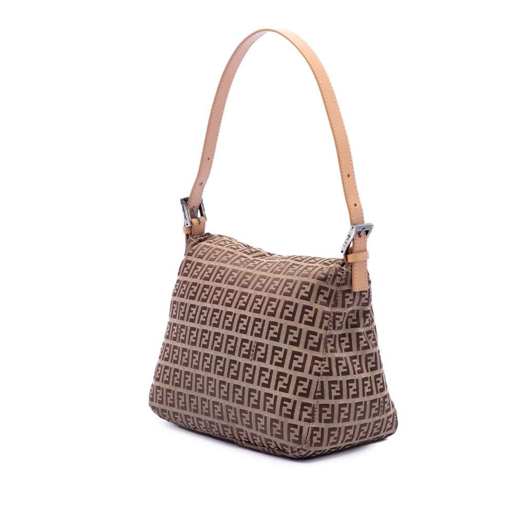Fendi Zucchino Canvas Double Flap Mamma Brown Very good condition - Back View