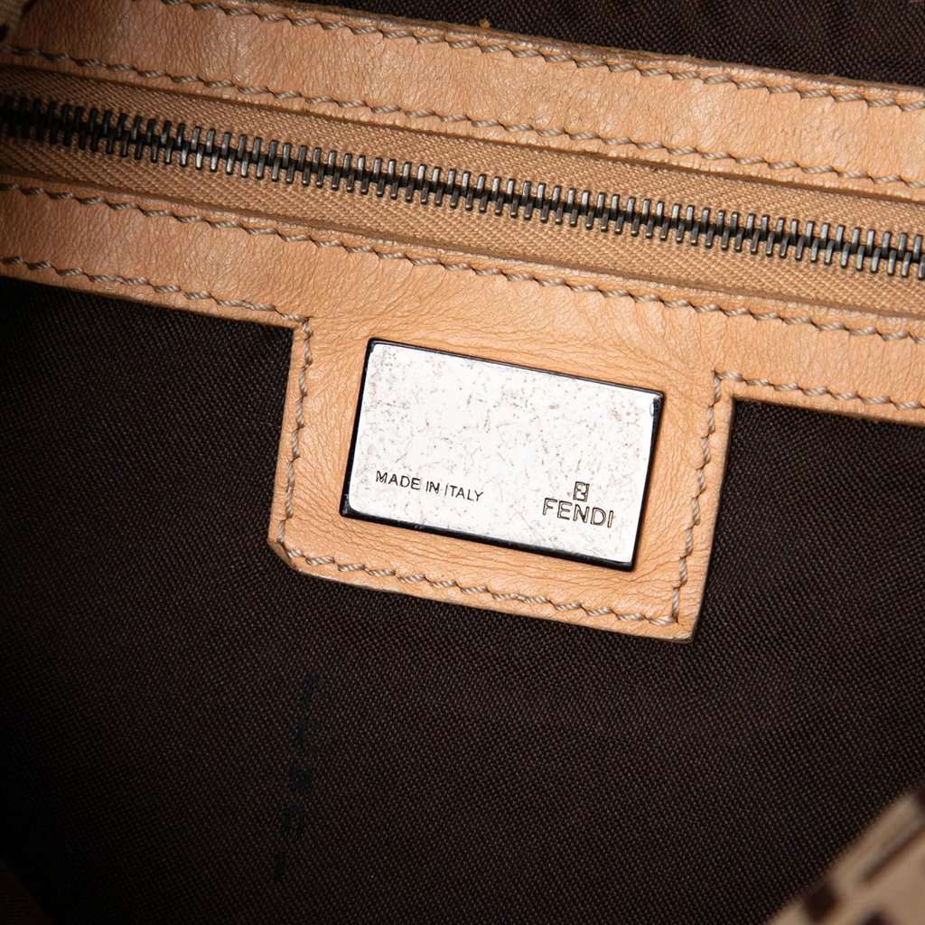 Fendi Zucchino Canvas Double Flap Mamma Brown Very good condition - Box View