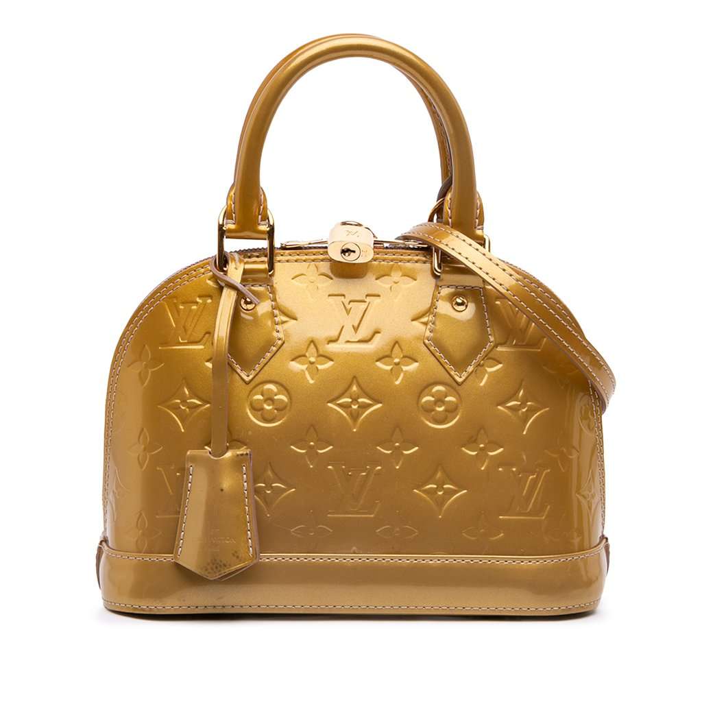 Louis Vuitton Monogram Vernis Alma BB Gold Leather Very good - Front View