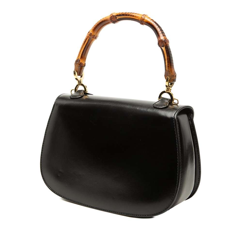 Gucci Small Calfskin Bamboo Night Black Leather Very good - Back View