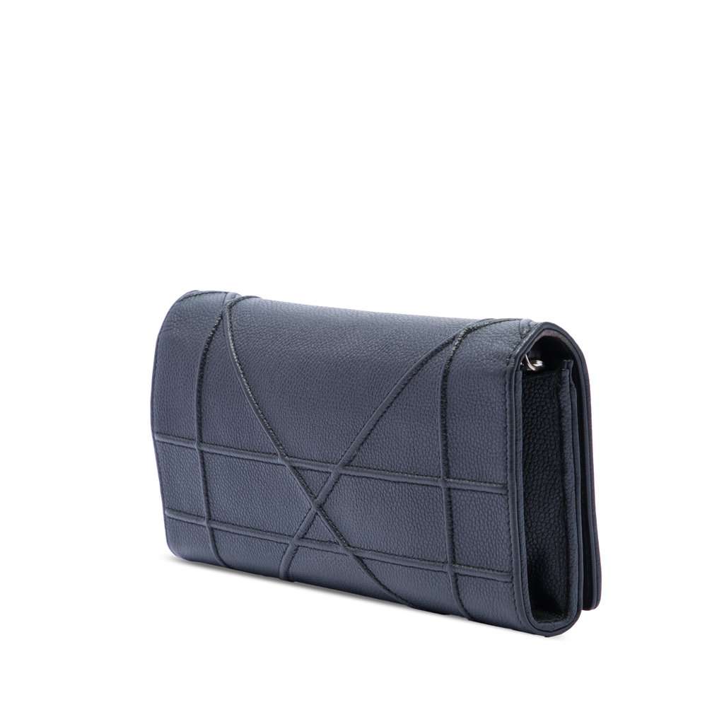 Dior Grained Calfskin Diorama Croisiere Wallet on Chain Black Leather Very good condition - Back View