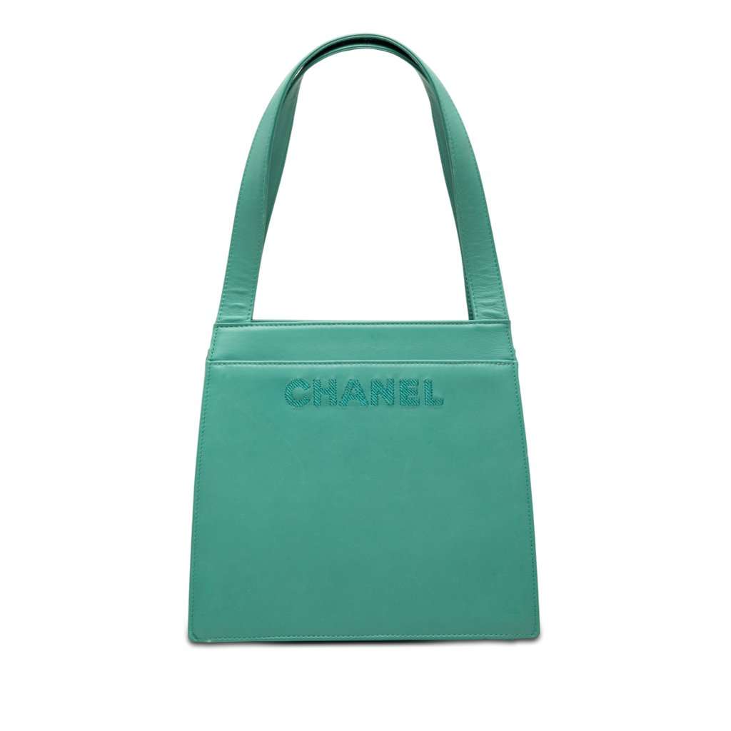 Chanel Lambskin Logo Tote Blue Leather Very good condition - Front View