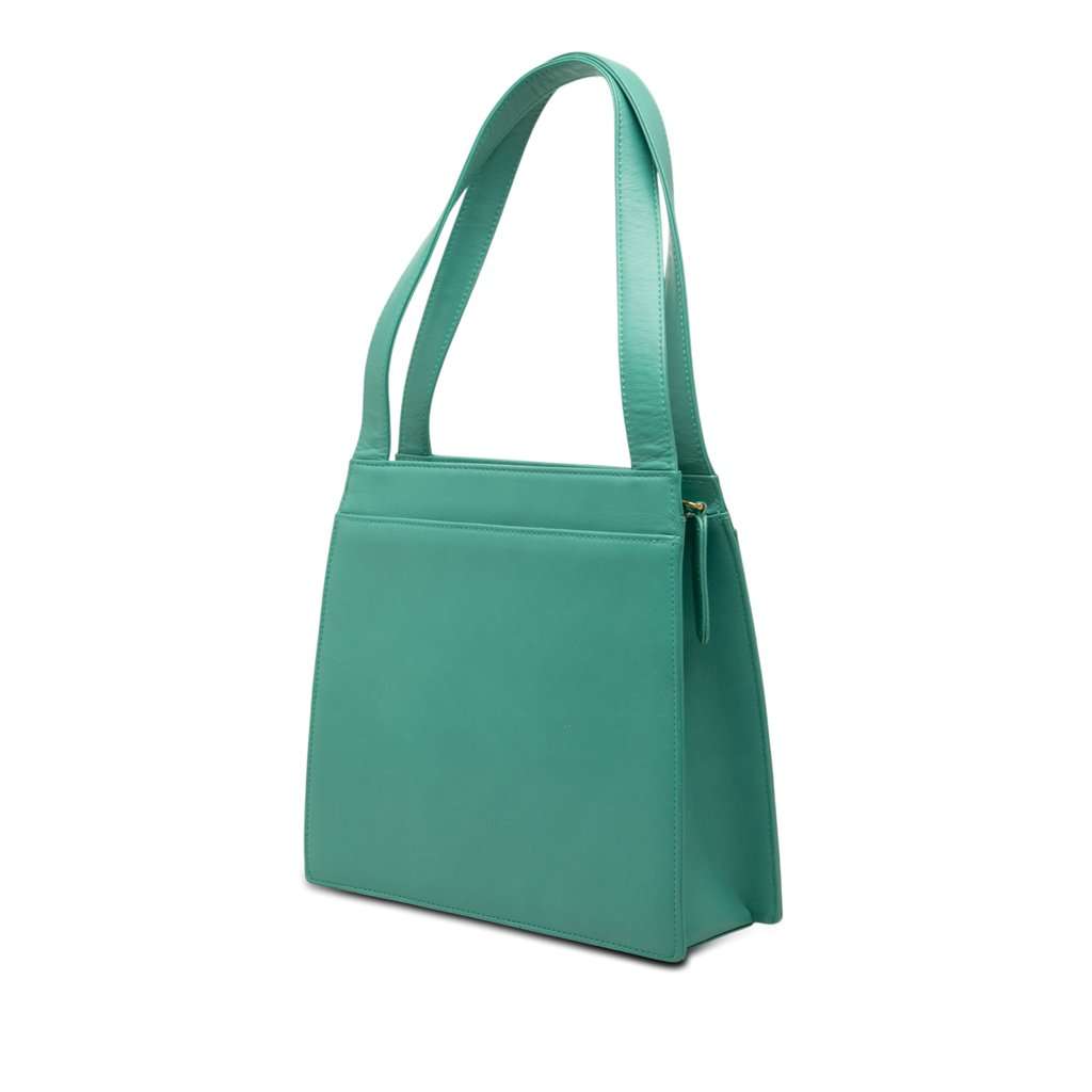 Chanel Lambskin Logo Tote Blue Leather Very good condition - Back View