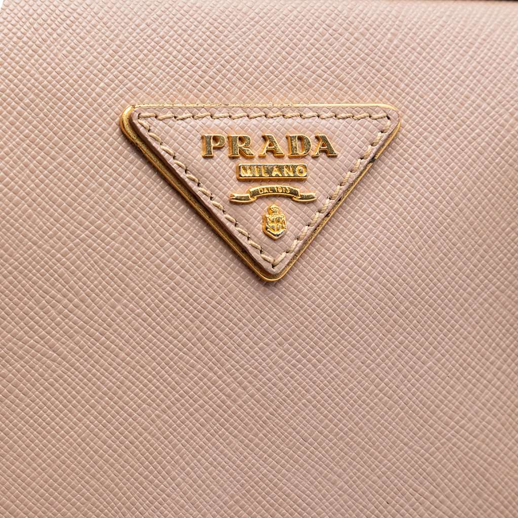 Prada Saffiano Lux Bauletto Satchel Beige Leather Very good condition - Box View
