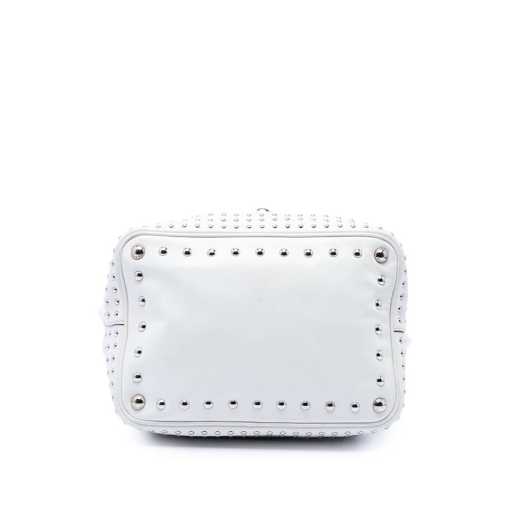 Prada Soft Calf Studded Bucket Bag White Leather Very good condition - Inside View