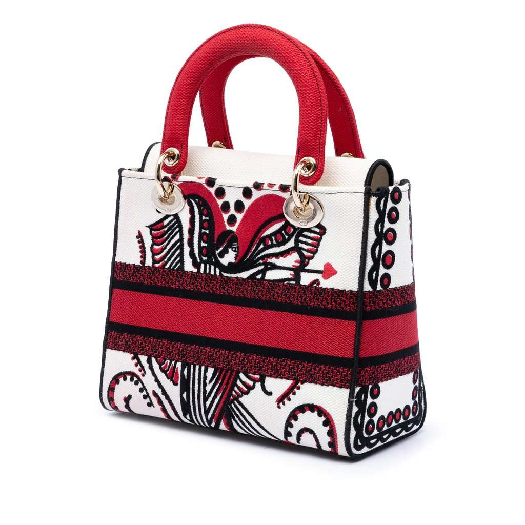 Dior Medium Embroidered Canvas Cupidon Lady D Lite White Very good condition - Back View
