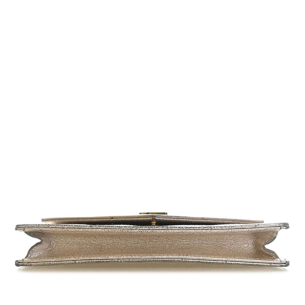 Saint Laurent Metallic Crackled Chevron Calfskin Monogram Envelope Chain Wallet Gold Leather Very good - Box View