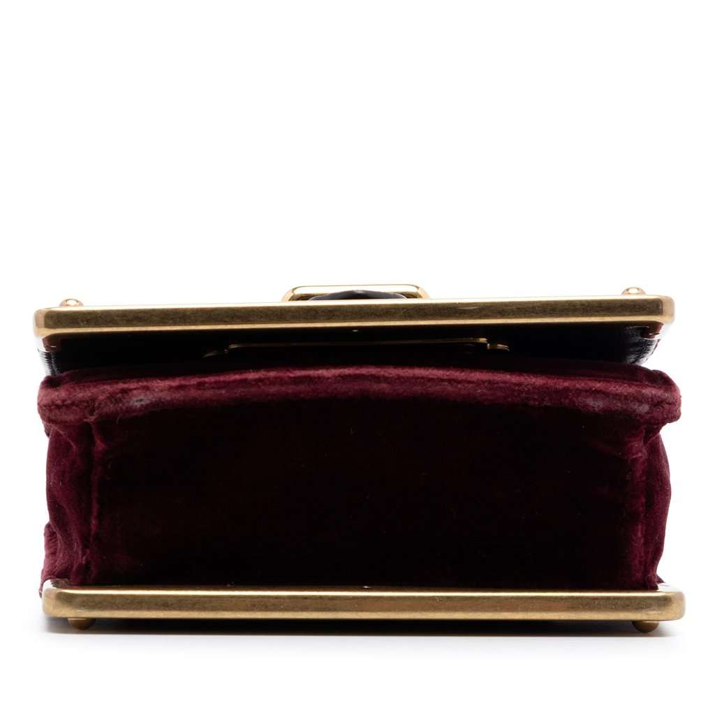 Prada Micro Croc Embossed Leather Trimmed Velluto Cahier Crossbody Red Very good condition - Inside View
