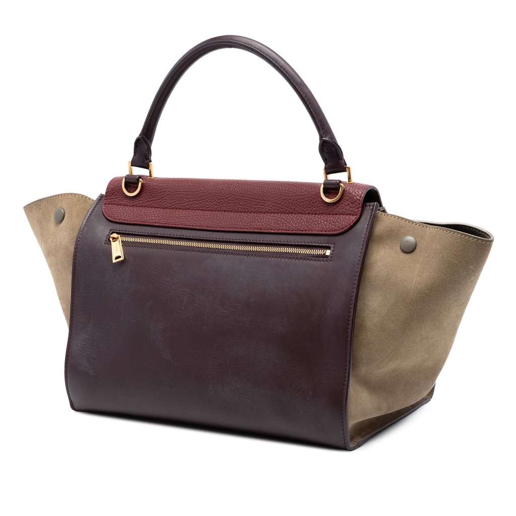 Celine Medium Tricolor Leather Trapeze Satchel Red Leather Very good condition - Back View